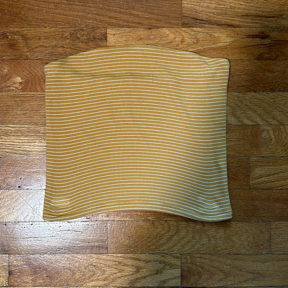 American Eagle bandeau, soft and sexy, ribbed, medium yellow striped top